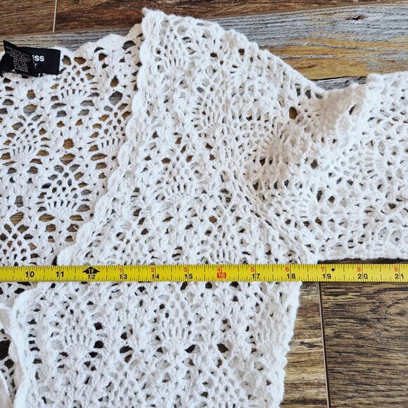 EXPRESS Handknit Crochet Ramie Cotton Boho Cardigan Cover-Up Long Sleeve White - Picture 10 of 11